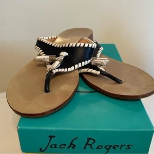 Jack Rogers Alana Thong Sandal Made dinghy Blue and White Size 9
